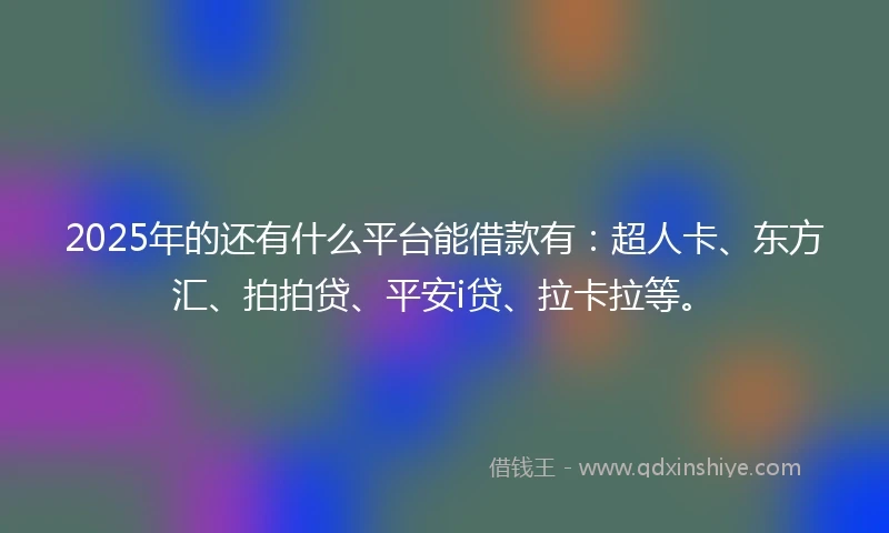 2025年的还有什么平台能借款有：超人卡、东方汇、拍拍贷、平安i贷、拉卡拉等。