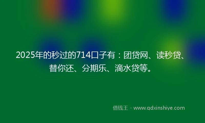 2025年的秒过的714口子有：团贷网、读秒贷、替你还、分期乐、滴水贷等。