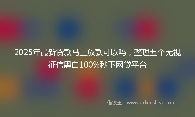 2025年最新贷款马上放款可以吗，整理五个无视征信黑白100%秒下网贷平台