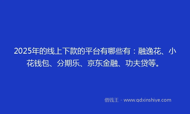 2025年的线上下款的平台有哪些有：融逸花、小花钱包、分期乐、京东金融、功夫贷等。