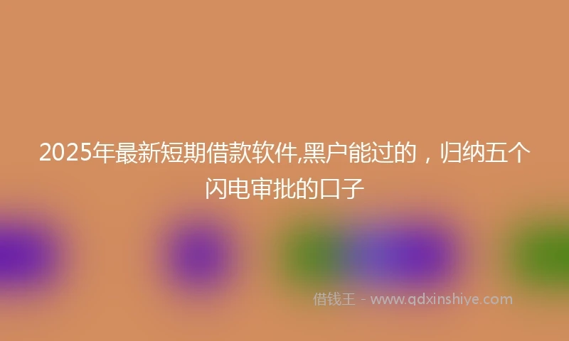 2025年最新短期借款软件,黑户能过的，归纳五个闪电审批的口子
