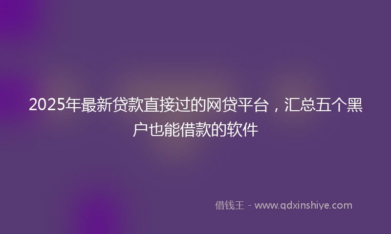 2025年最新贷款直接过的网贷平台,汇总五个黑户也能借款的软件