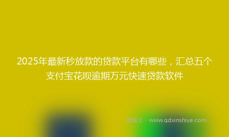2025年最新秒放款的贷款平台有哪些，汇总五个支付宝花呗逾期万元快速贷款软件