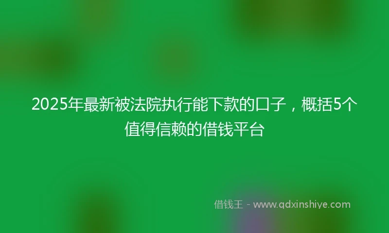 2025年最新被法院执行能下款的口子，概括5个值得信赖的借钱平台