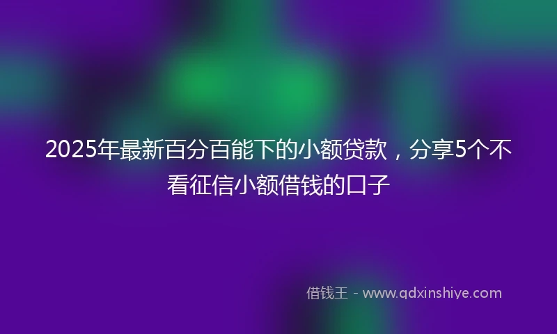 2025年最新百分百能下的小额贷款，分享5个不看征信小额借钱的口子