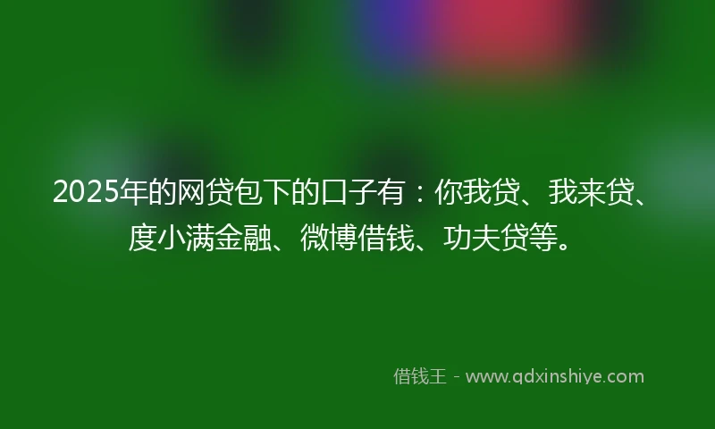2025年的网贷包下的口子有:你我贷、我来贷、度小满金融、微博借钱、功夫贷等。
