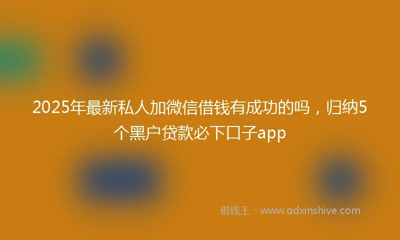 2025年最新私人加微信借钱有成功的吗，归纳5个黑户贷款必下口子app
