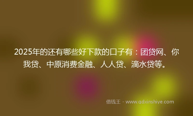 2025年的还有哪些好下款的口子有：团贷网、你我贷、中原消费金融、人人贷、滴水贷等。