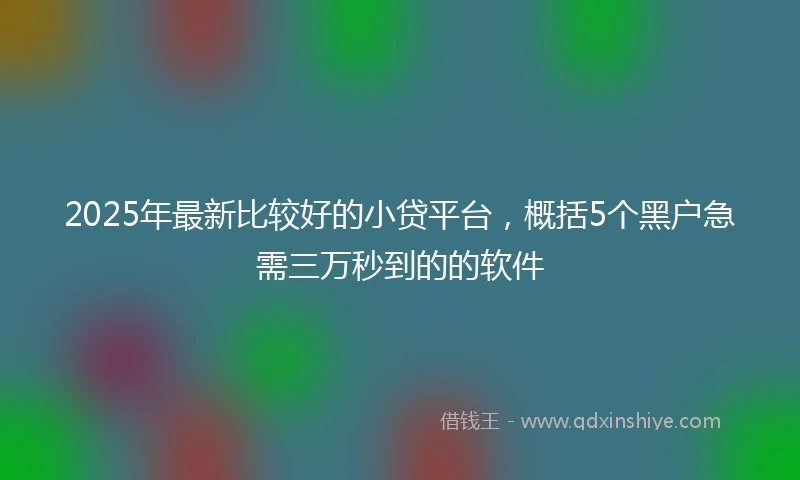 2025年最新比较好的小贷平台，概括5个黑户急需三万秒到的的软件