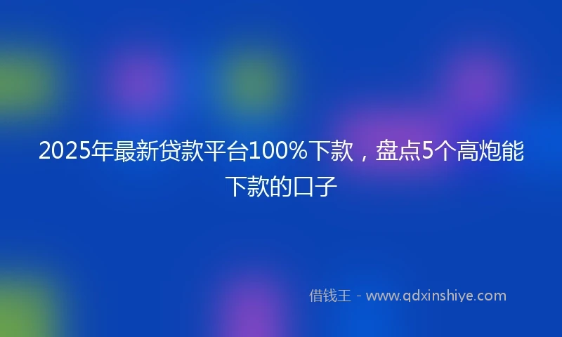 2025年最新贷款平台100%下款,盘点5个高炮能下款的口子