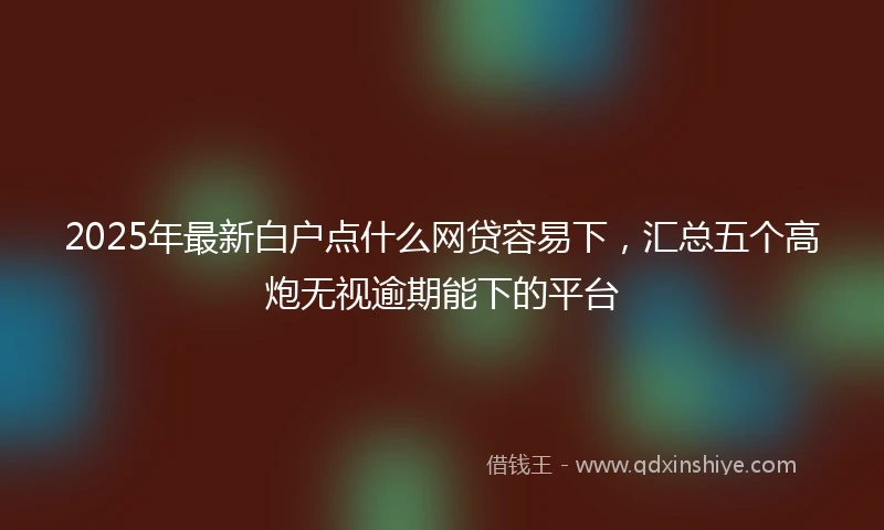 2025年最新白户点什么网贷容易下，汇总五个高炮无视逾期能下的平台