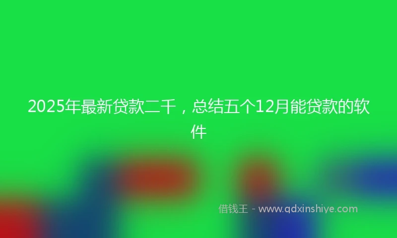 2025年最新贷款二千，总结五个12月能贷款的软件