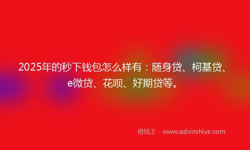 2025年的秒下钱包怎么样有：随身贷、柯基贷、e微贷、花呗、好期贷等。