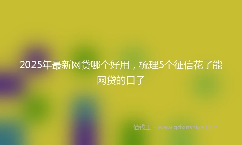 2025年最新网贷哪个好用，梳理5个征信花了能网贷的口子