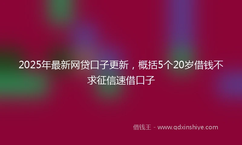 2025年最新网贷口子更新，概括5个20岁借钱不求征信速借口子