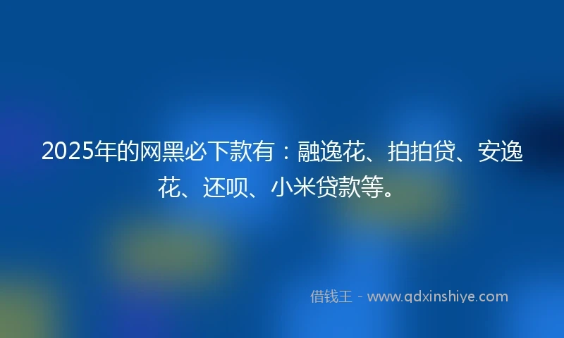 2025年的网黑必下款有：融逸花、拍拍贷、安逸花、还呗、小米贷款等。