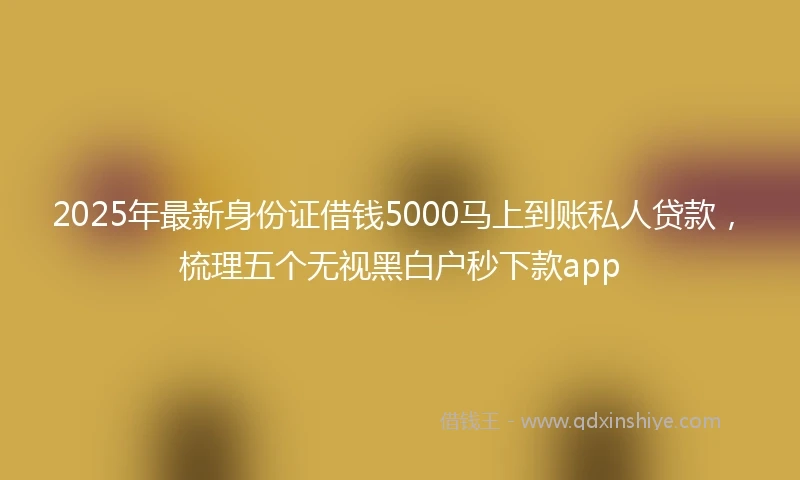 2025年最新身份证借钱5000马上到账私人贷款，梳理五个无视黑白户秒下款app