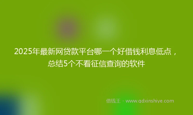 2025年最新网贷款平台哪一个好借钱利息低点，总结5个不看征信查询的软件