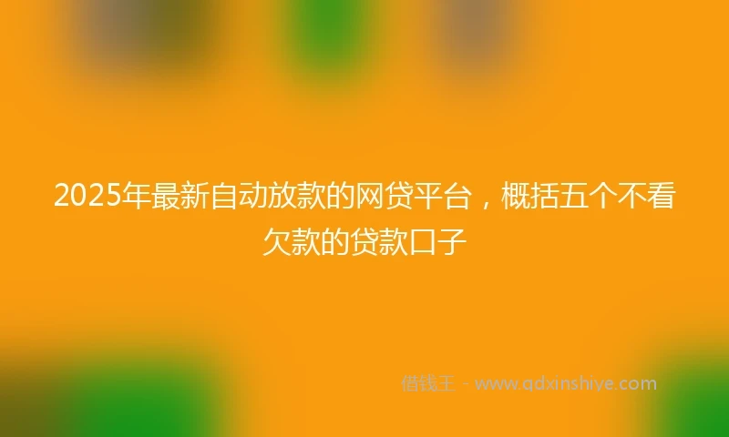 2025年最新自动放款的网贷平台，概括五个不看欠款的贷款口子