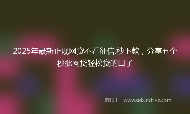 2025年最新正规网贷不看征信,秒下款，分享五个秒批网贷轻松贷的口子