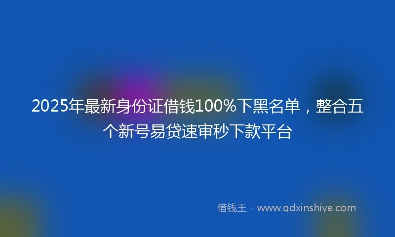 2025年最新身份证借钱100%下黑名单，整合五个新号易贷速审秒下款平台