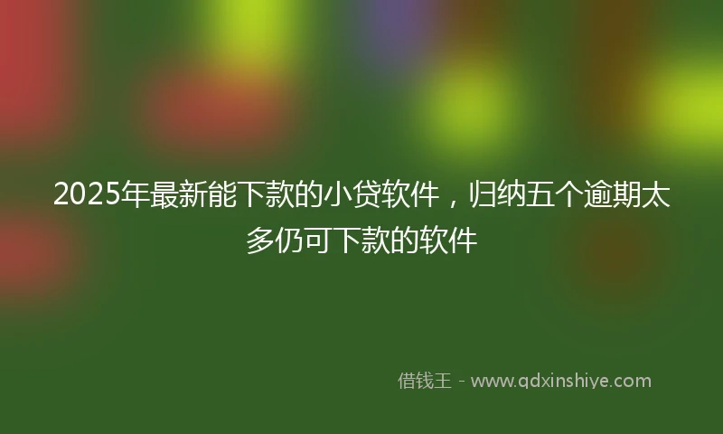 2025年最新能下款的小贷软件，归纳五个逾期太多仍可下款的软件