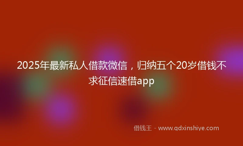 2025年最新私人借款微信，归纳五个20岁借钱不求征信速借app
