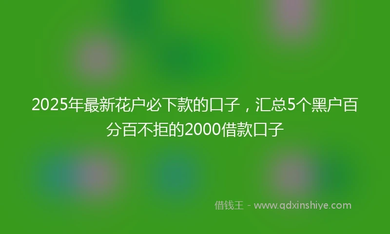 2025年最新花户必下款的口子，汇总5个黑户百分百不拒的2000借款口子