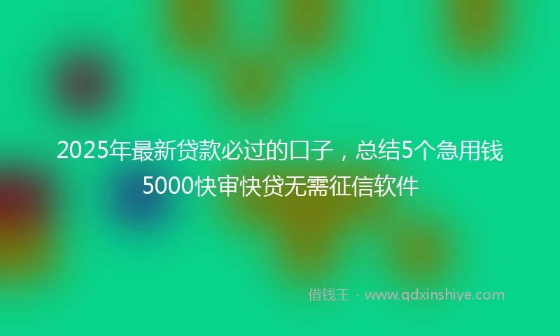 2025年最新贷款必过的口子，总结5个急用钱5000快审快贷无需征信软件