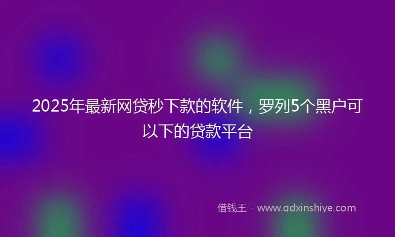 2025年最新网贷秒下款的软件，罗列5个黑户可以下的贷款平台