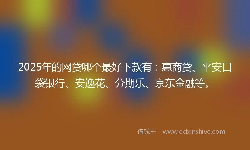 2025年的网贷哪个最好下款有：惠商贷、平安口袋银行、安逸花、分期乐、京东金融等。