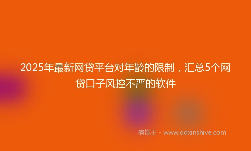 2025年最新网贷平台对年龄的限制，汇总5个网贷口子风控不严的软件