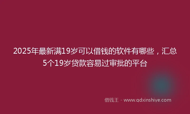 2025年最新满19岁可以借钱的软件有哪些，汇总5个19岁贷款容易过审批的平台