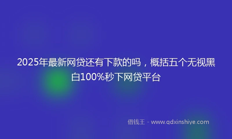 2025年最新网贷还有下款的吗，概括五个无视黑白100%秒下网贷平台