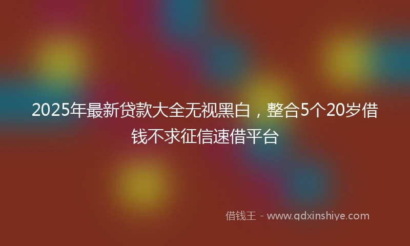 2025年最新贷款大全无视黑白，整合5个20岁借钱不求征信速借平台