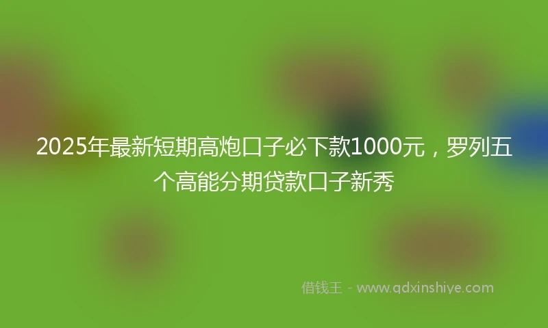 2025年最新短期高炮口子必下款1000元，罗列五个高能分期贷款口子新秀