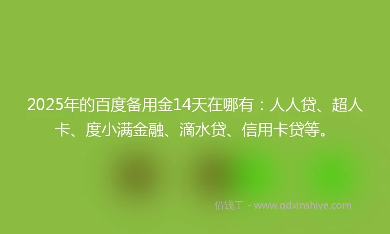 2025年的百度备用金14天在哪有：人人贷、超人卡、度小满金融、滴水贷、信用卡贷等。