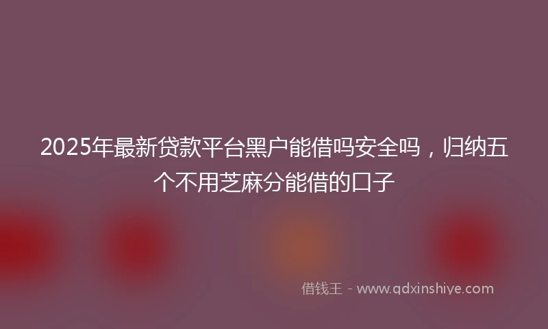 2025年最新贷款平台黑户能借吗安全吗，归纳五个不用芝麻分能借的口子