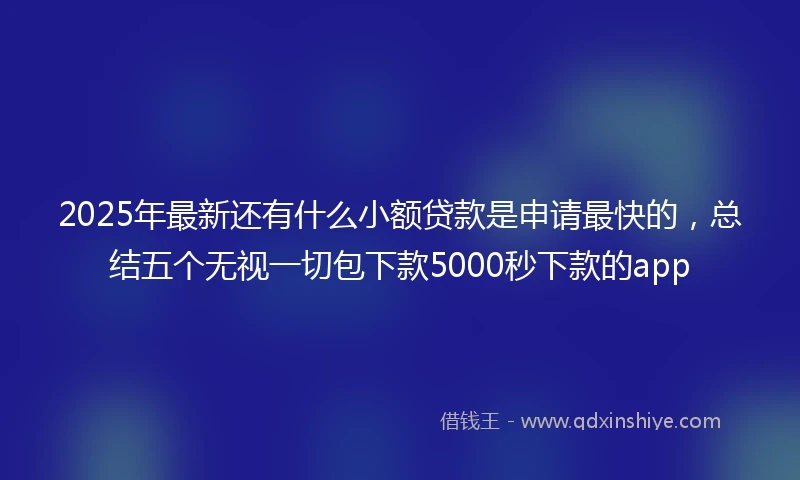 2025年最新还有什么小额贷款是申请最快的，总结五个无视一切包下款5000秒下款的app