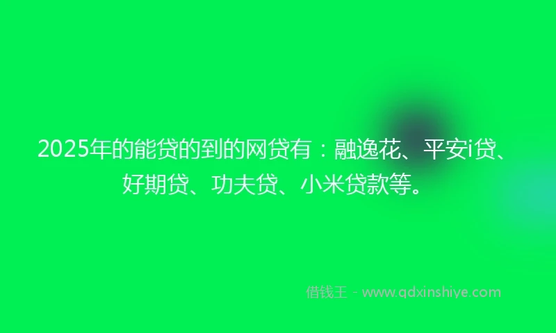 2025年的能贷的到的网贷有：融逸花、平安i贷、好期贷、功夫贷、小米贷款等。