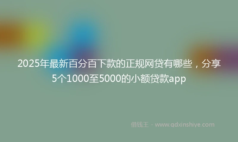2025年最新百分百下款的正规网贷有哪些，分享5个1000至5000的小额贷款app