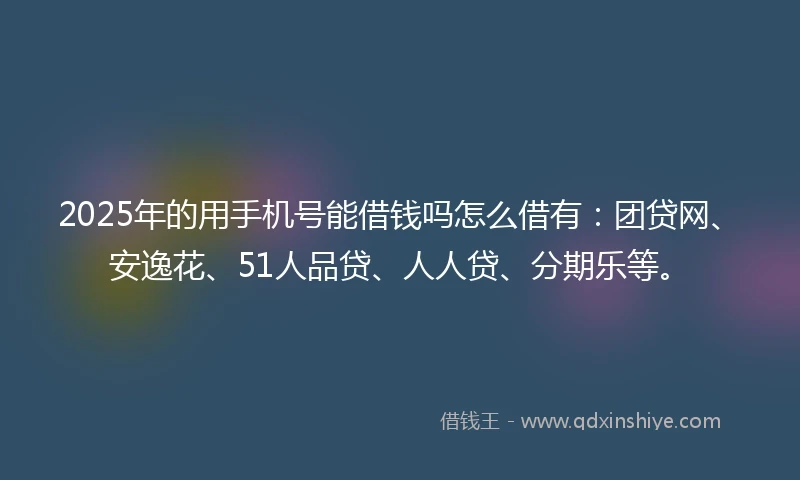 2025年的用手机号能借钱吗怎么借有：团贷网、安逸花、51人品贷、人人贷、分期乐等。