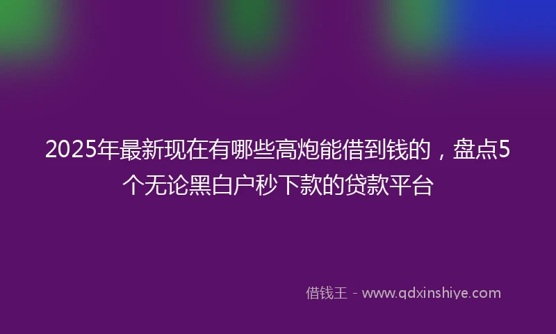 2025年最新现在有哪些高炮能借到钱的，盘点5个无论黑白户秒下款的贷款平台