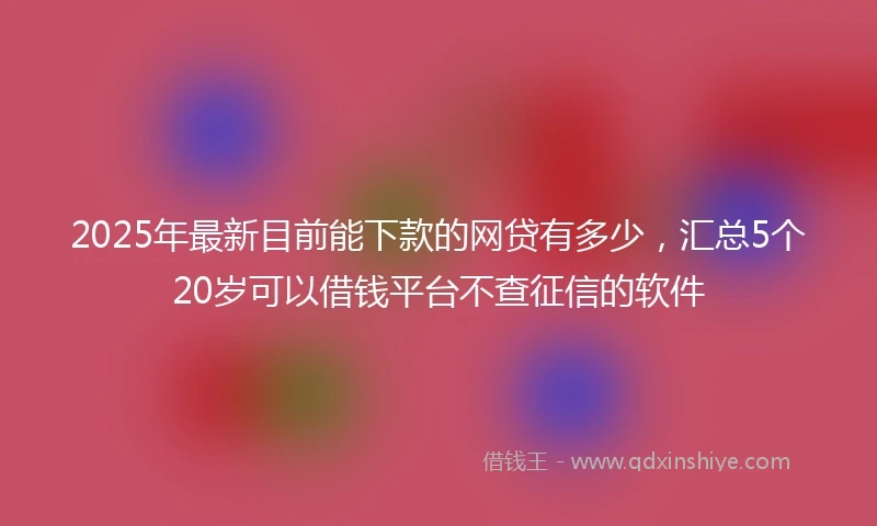 2025年最新目前能下款的网贷有多少，汇总5个20岁可以借钱平台不查征信的软件