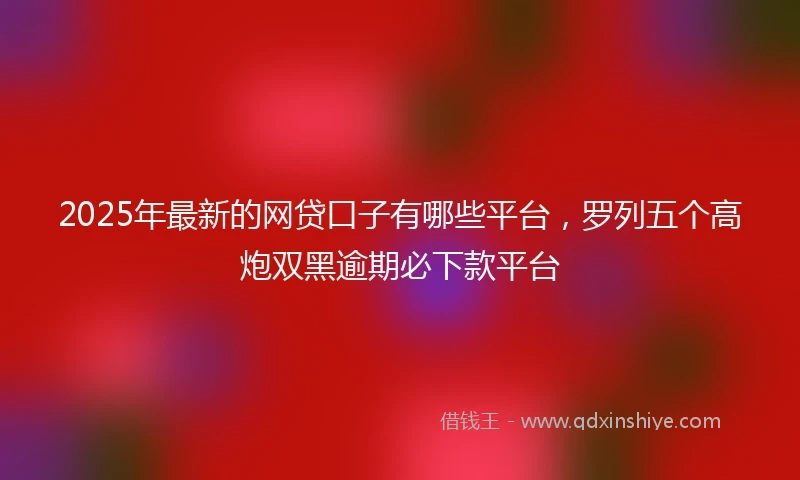 2025年最新的网贷口子有哪些平台，罗列五个高炮双黑逾期必下款平台