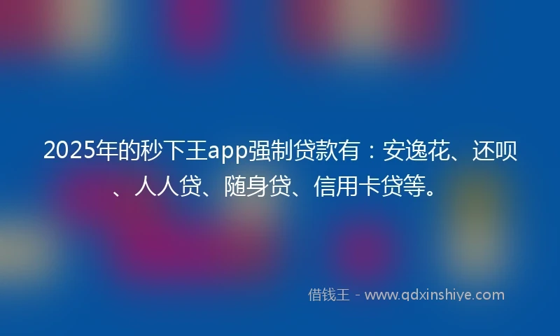2025年的秒下王app强制贷款有：安逸花、还呗、人人贷、随身贷、信用卡贷等。