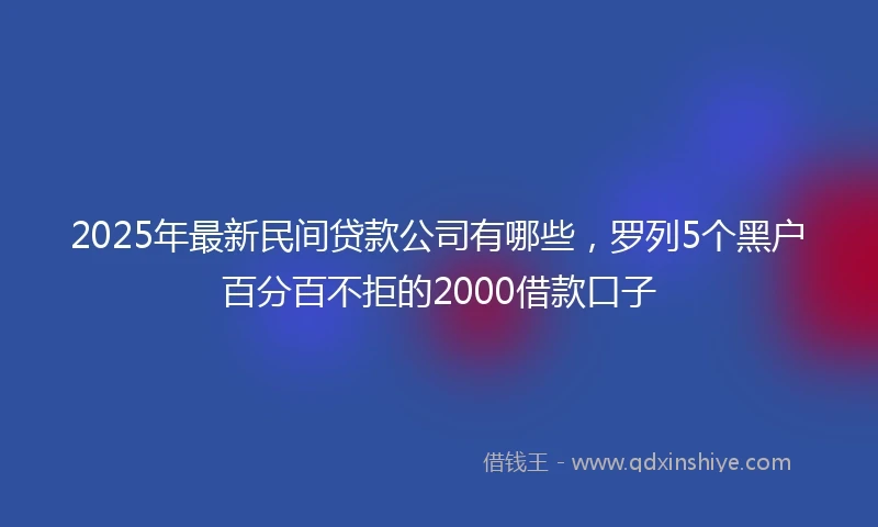 2025年最新民间贷款公司有哪些，罗列5个黑户百分百不拒的2000借款口子