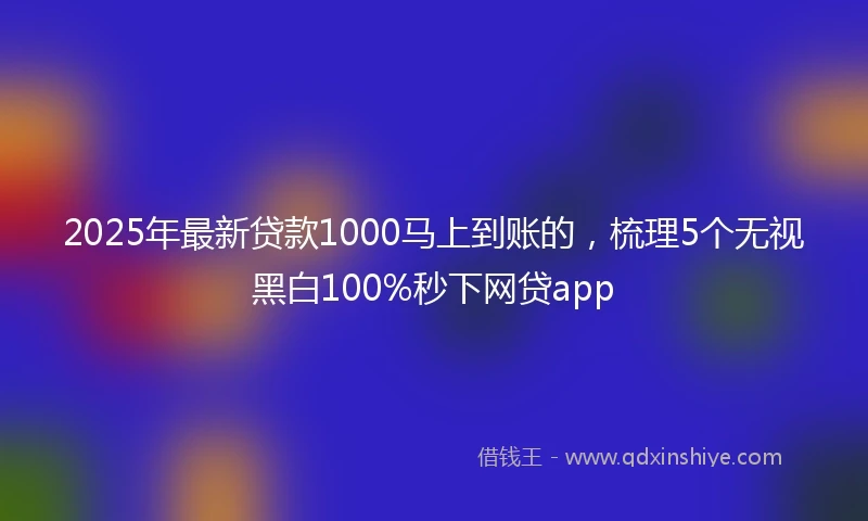 2025年最新贷款1000马上到账的，梳理5个无视黑白100%秒下网贷app