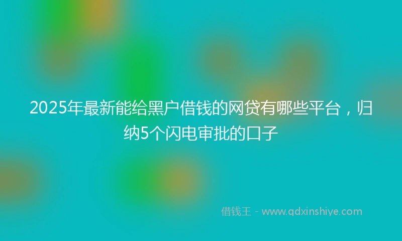 2025年最新能给黑户借钱的网贷有哪些平台，归纳5个闪电审批的口子