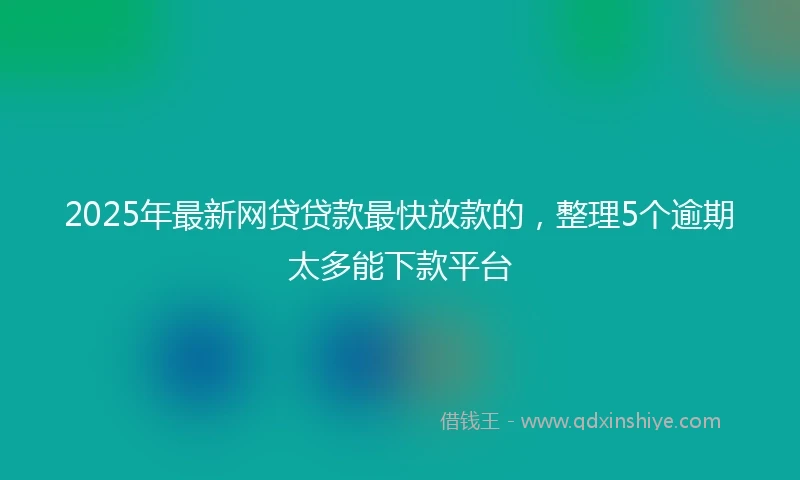 2025年最新网贷贷款最快放款的，整理5个逾期太多能下款平台